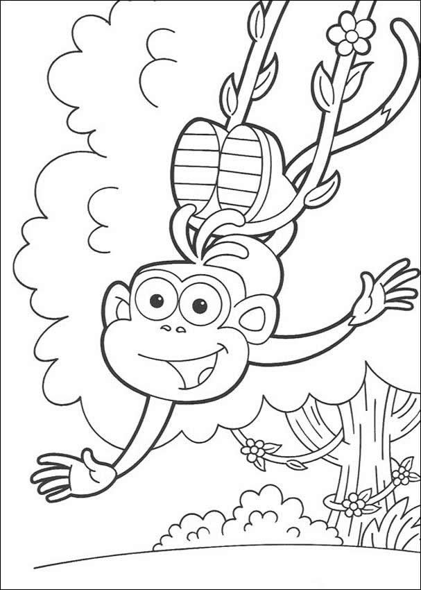 Happy boots the monkey coloring pages - Hellokids.com