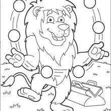 Juggling lion coloring page - Coloring page - CHARACTERS coloring pages - TV SERIES CHARACTERS coloring pages - DORA THE EXPLORER coloring pages - THE CIRCUS LION coloring pages