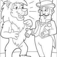 Lion and Circus director coloring page