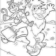 Dora playing with friends coloring page