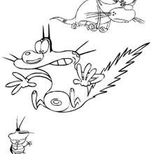 Oggy, Dee Dee and Jack coloring page - Coloring page - CHARACTERS coloring pages - TV SERIES CHARACTERS coloring pages - OGGY AND THE COCKROACHES coloring pages - JACK coloring pages