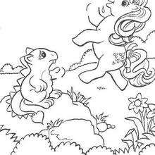My Little Pony and strange animal - Coloring page - CHARACTERS coloring pages - TV SERIES CHARACTERS coloring pages - MY LITTLE PONY coloring pages