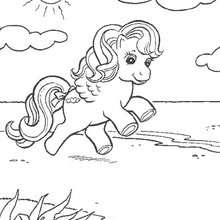 My Little Pony running on the beach coloring page