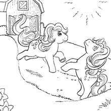 Ponies having fun coloring page