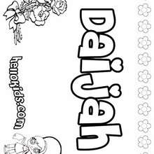 Daijah - Coloring page - NAME coloring pages - GIRLS NAME coloring pages - D names for GIRLS free coloring sheets