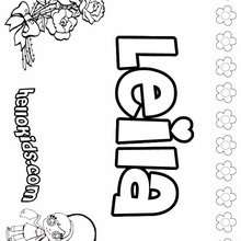 Leila - Coloring page - NAME coloring pages - GIRLS NAME coloring pages - L girl names coloring posters