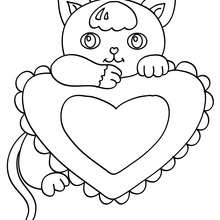 Kawaii kitten coloring page