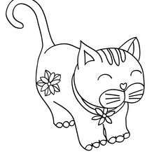 Kawaii cat coloring page