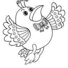 Kawaii bird coloring page