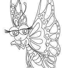 Kawaii butterfly online coloring - Coloring page - ANIMAL coloring pages - INSECT coloring pages - BUTTERFLY coloring pages - KAWAII BUTTERFLY coloring pages