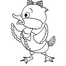 Duck with a bow coloring page