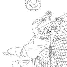 Goal keeper jumping coloring page
