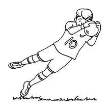 Goal keeper stopping the ball coloring page