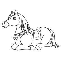 Relaxing horse online coloring - Coloring page - ANIMAL coloring pages - FARM ANIMAL coloring pages - HORSE coloring pages - HORSES coloring pages