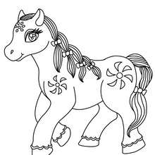 Flower pony coloring page - Coloring page - ANIMAL coloring pages - FARM ANIMAL coloring pages - PONY coloring pages
