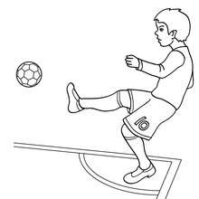 Soccer player kicking a corner coloring page - Coloring page - SPORT coloring pages - SOCCER coloring pages - FIFA WORLD CUP SOCCER coloring pages