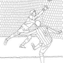 Soccer player scoring a goal coloring page