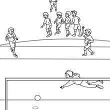 Soccer player scoring a penalty coloring page - Coloring page - SPORT coloring pages - SOCCER coloring pages - FIFA WORLD CUP SOCCER coloring pages