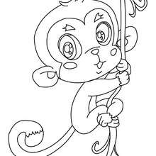 Kawaii monkey coloring page - Coloring page - ANIMAL coloring pages - WILD ANIMAL coloring pages - JUNGLE ANIMALS coloring pages - MONKEY coloring pages
