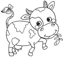 Cute cow coloring page