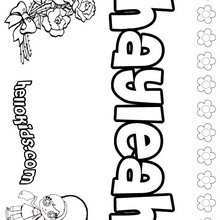 Hayleah - Coloring page - NAME coloring pages - GIRLS NAME coloring pages - H names for GIRLS online coloring book