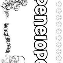 Penelope - Coloring page - NAME coloring pages - GIRLS NAME coloring pages - O, P, Q names fo girls posters