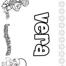 Vera - Coloring page - NAME coloring pages - GIRLS NAME coloring pages - U, V, W, X, Y, Z girls names posters