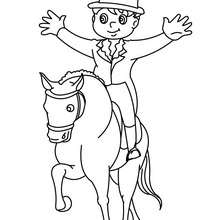Kid on a horse coloring page - Coloring page - SPORT coloring pages - EQUESTRIAN coloring pages - HORSE TRAINING coloring pages