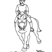 Girl on a horse coloring page - Coloring page - SPORT coloring pages - EQUESTRIAN coloring pages - HORSE TRAINING coloring pages