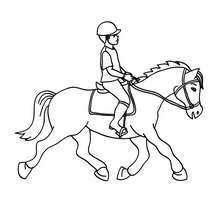Kid training a horse coloring page - Coloring page - SPORT coloring pages - EQUESTRIAN coloring pages - HORSE TRAINING coloring pages
