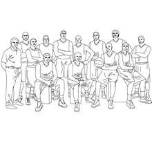 Basketball team and coach coloring page - Coloring page - SPORT coloring pages - BASKETBALL coloring pages - BASKETBALL online coloring