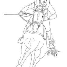Jockey on a galloping horse coloring page - Coloring page - SPORT coloring pages - EQUESTRIAN coloring pages - HORSE COMPETITION coloring pages