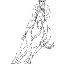 Woman on a galloping horse coloring page - Coloring page - SPORT coloring pages - EQUESTRIAN coloring pages - HORSE COMPETITION coloring pages