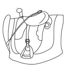 Kid's horse saddle coloring page