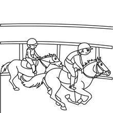 Kids on horses coloring page