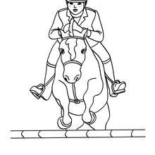 Girl on a jumping horse coloring page