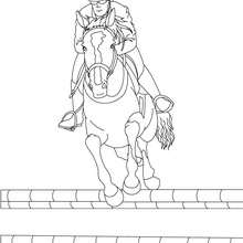 Man on a jumping horse coloring page