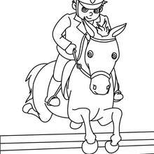 Little kid on a jumping horse coloring page