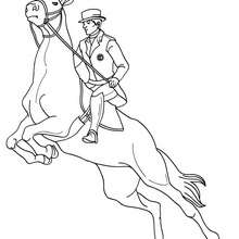Man on jumping horse coloring page
