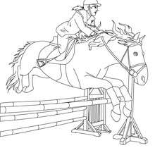 Woman on jumping horse coloring page