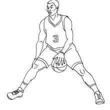 Basketball player dribbling coloring page