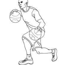 Player dribbling with one ball in each hand coloring page