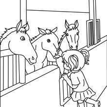 Horses in stable coloring page