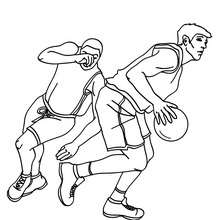 Basketball players running coloring page