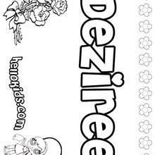 Deziree - Coloring page - NAME coloring pages - GIRLS NAME coloring pages - D names for GIRLS free coloring sheets