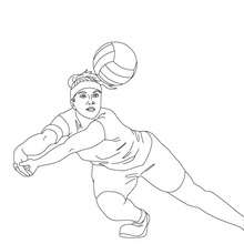 Volleyball player digging the ball coloring page - Coloring page - SPORT coloring pages - VOLLEYBALL coloring pages