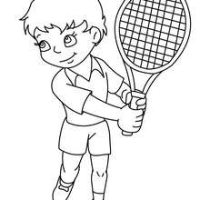 Tennis player ready to play coloring page