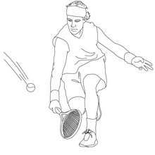 Tennis player performing a drop shot coloring page