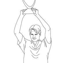 Tennis player receiving a  trophee coloring page