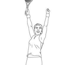 Woman tennis player winning coloring page